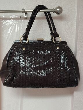 Elliott Lucca Brown Woven Click Top Purse